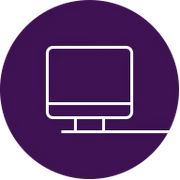 Update Laptop icon - Purple circle with the white outline of a computer screen
